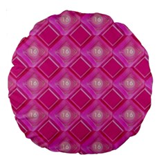 Pink Sweet Number 16 Diamonds Geometric Pattern Large 18  Premium Round Cushions by yoursparklingshop