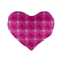 Pink Sweet Number 16 Diamonds Geometric Pattern Standard 16  Premium Heart Shape Cushions by yoursparklingshop