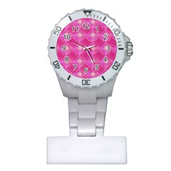 Pink Sweet Number 16 Diamonds Geometric Pattern Plastic Nurses Watch