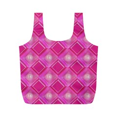 Pink Sweet Number 16 Diamonds Geometric Pattern Full Print Recycle Bags (m)  by yoursparklingshop