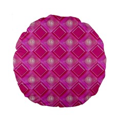 Pink Sweet Number 16 Diamonds Geometric Pattern Standard 15  Premium Flano Round Cushions by yoursparklingshop