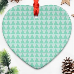 Mint Color Triangle Pattern Ornament (heart) 