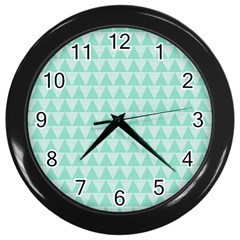 Mint Color Triangle Pattern Wall Clocks (black)