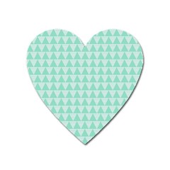 Mint Color Triangle Pattern Heart Magnet