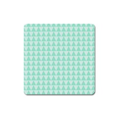 Mint Color Triangle Pattern Square Magnet by picsaspassion