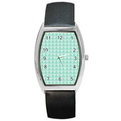 Mint Color Triangle Pattern Barrel Style Metal Watch