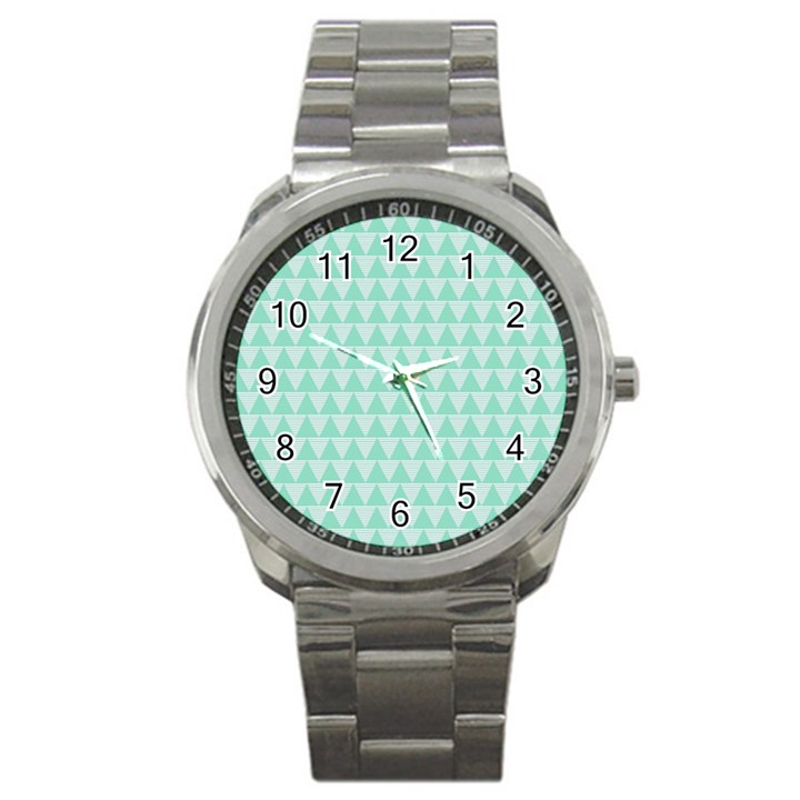 Mint color triangle pattern Sport Metal Watch