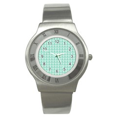 Mint Color Triangle Pattern Stainless Steel Watch