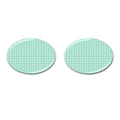 Mint Color Triangle Pattern Cufflinks (oval)