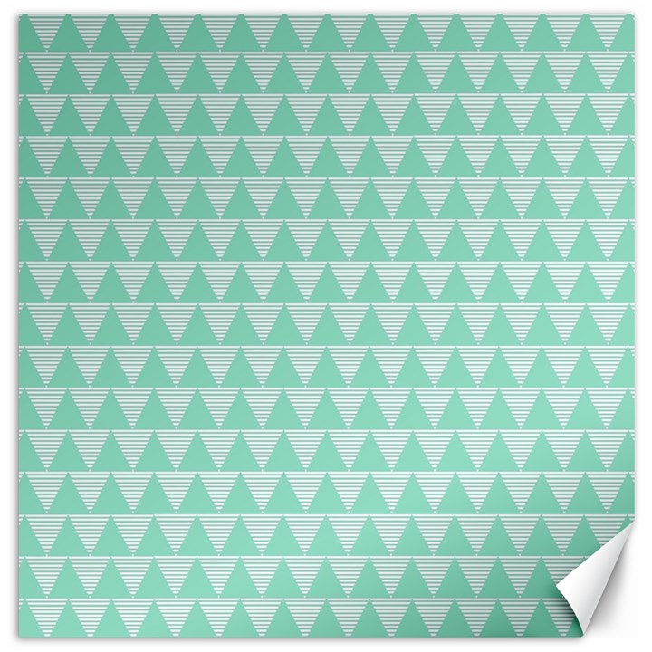 Mint color triangle pattern Canvas 20  x 20  