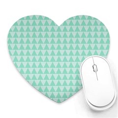 Mint Color Triangle Pattern Heart Mousepads by picsaspassion