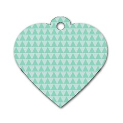 Mint Color Triangle Pattern Dog Tag Heart (one Side)