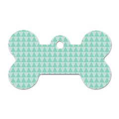 Mint Color Triangle Pattern Dog Tag Bone (one Side)