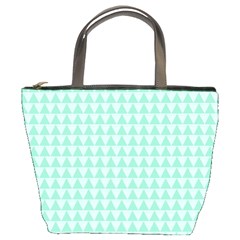 Mint Color Triangle Pattern Bucket Bags