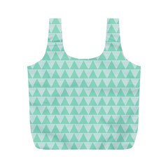 Mint Color Triangle Pattern Full Print Recycle Bags (m) 