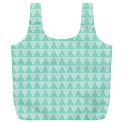 Mint Color Triangle Pattern Full Print Recycle Bags (l) 