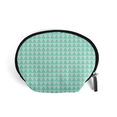 Mint Color Triangle Pattern Accessory Pouches (small) 