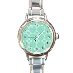 Mint Color Star - Triangle Pattern Round Italian Charm Watch by picsaspassion