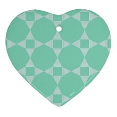 Mint Color Star - Triangle Pattern Ornament (heart) 