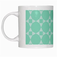 Mint Color Star - Triangle Pattern White Mugs