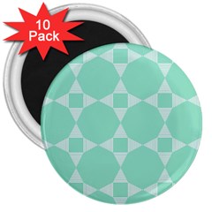 Mint Color Star - Triangle Pattern 3  Magnets (10 Pack)  by picsaspassion