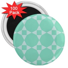 Mint Color Star - Triangle Pattern 3  Magnets (100 Pack)