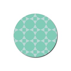 Mint Color Star - Triangle Pattern Rubber Coaster (round)  by picsaspassion