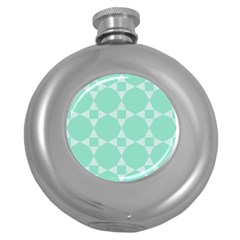 Mint Color Star - Triangle Pattern Round Hip Flask (5 Oz)