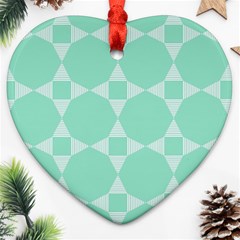 Mint Color Star - Triangle Pattern Heart Ornament (2 Sides)