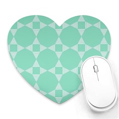 Mint Color Star - Triangle Pattern Heart Mousepads