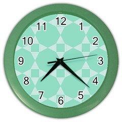 Mint Color Star - Triangle Pattern Color Wall Clocks by picsaspassion