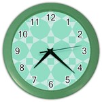 Mint color star - triangle pattern Color Wall Clocks Front