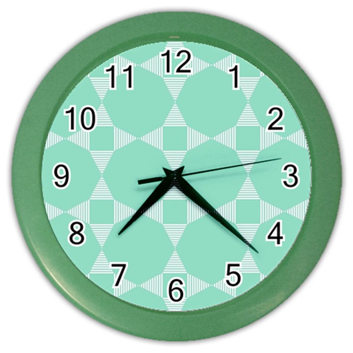 Mint color star - triangle pattern Color Wall Clocks