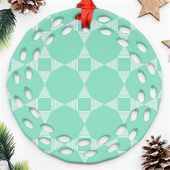 Mint Color Star - Triangle Pattern Round Filigree Ornament (2side)