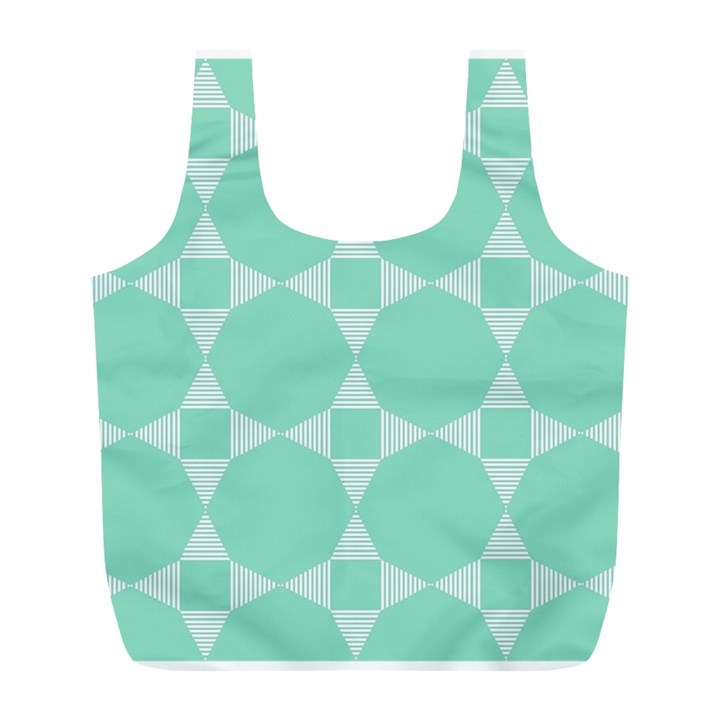 Mint color star - triangle pattern Full Print Recycle Bags (L) 