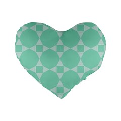 Mint Color Star - Triangle Pattern Standard 16  Premium Flano Heart Shape Cushions