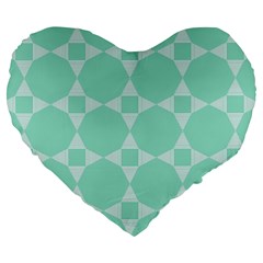 Mint Color Star - Triangle Pattern Large 19  Premium Flano Heart Shape Cushions