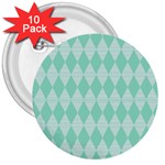 Mint color Diamond shape pattern 3  Buttons (10 pack)  Front