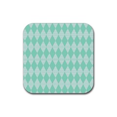 Mint Color Diamond Shape Pattern Rubber Coaster (square)  by picsaspassion