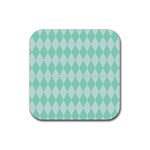 Mint color Diamond shape pattern Rubber Coaster (Square)  Front