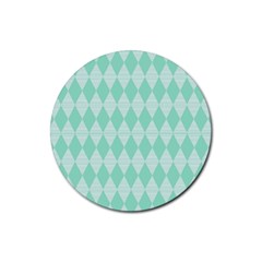 Mint Color Diamond Shape Pattern Rubber Coaster (round)  by picsaspassion