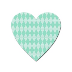 Mint Color Diamond Shape Pattern Heart Magnet