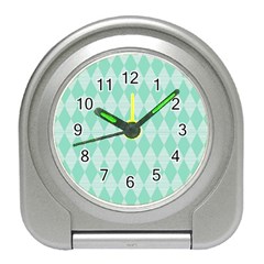 Mint Color Diamond Shape Pattern Travel Alarm Clocks by picsaspassion