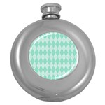 Mint color Diamond shape pattern Round Hip Flask (5 oz) Front