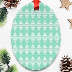 Mint Color Diamond Shape Pattern Oval Ornament (two Sides)