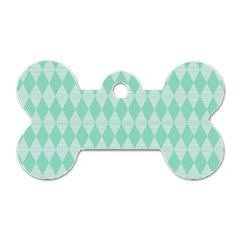 Mint Color Diamond Shape Pattern Dog Tag Bone (one Side)