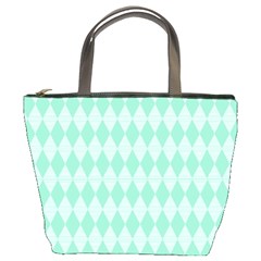 Mint Color Diamond Shape Pattern Bucket Bags