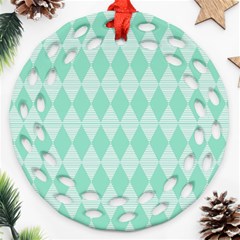 Mint Color Diamond Shape Pattern Ornament (round Filigree) 