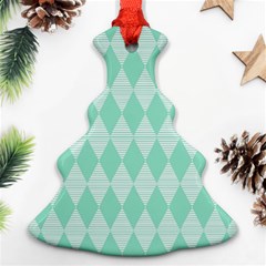 Mint Color Diamond Shape Pattern Christmas Tree Ornament (2 Sides)