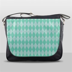 Mint Color Diamond Shape Pattern Messenger Bags